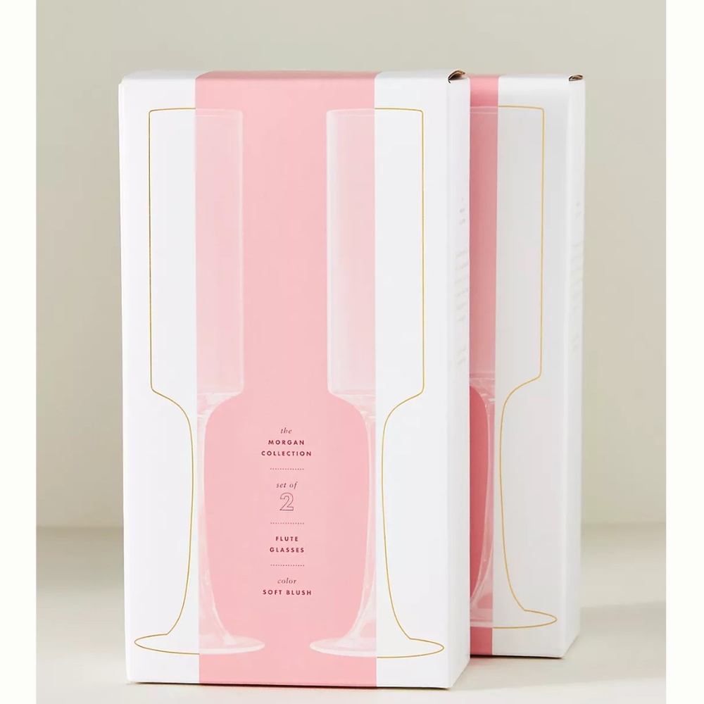 Anthropologie "Morgan Flutes Set of 4 in Soft Blush" NWT - Picture 6 of 9